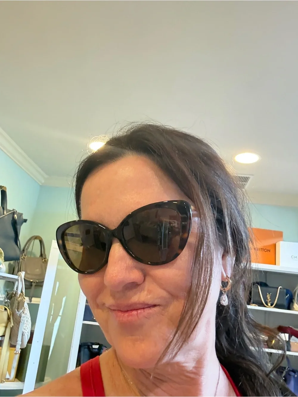 Burberry Black Cat-Eye Sunglasses with Brown Lenses